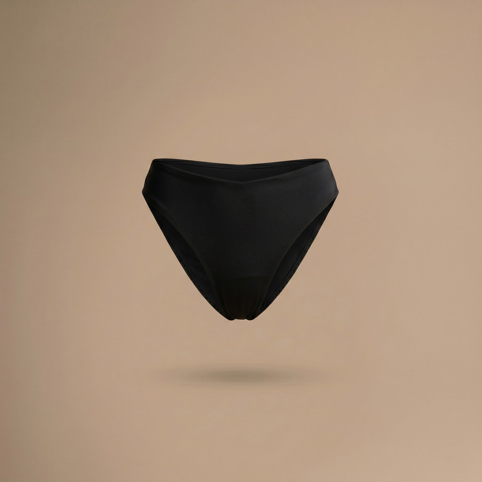 Floena Leakproof Period Swim Bikini Bottom — schwarze Periodenbademode, Bikinihose