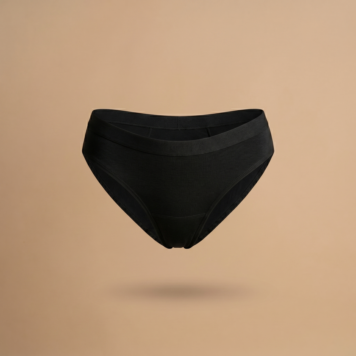 Floena Leakproof Everyday Bamboo Bikini — schwarze Bambus-Periodenunterwäsche für jeden Tag