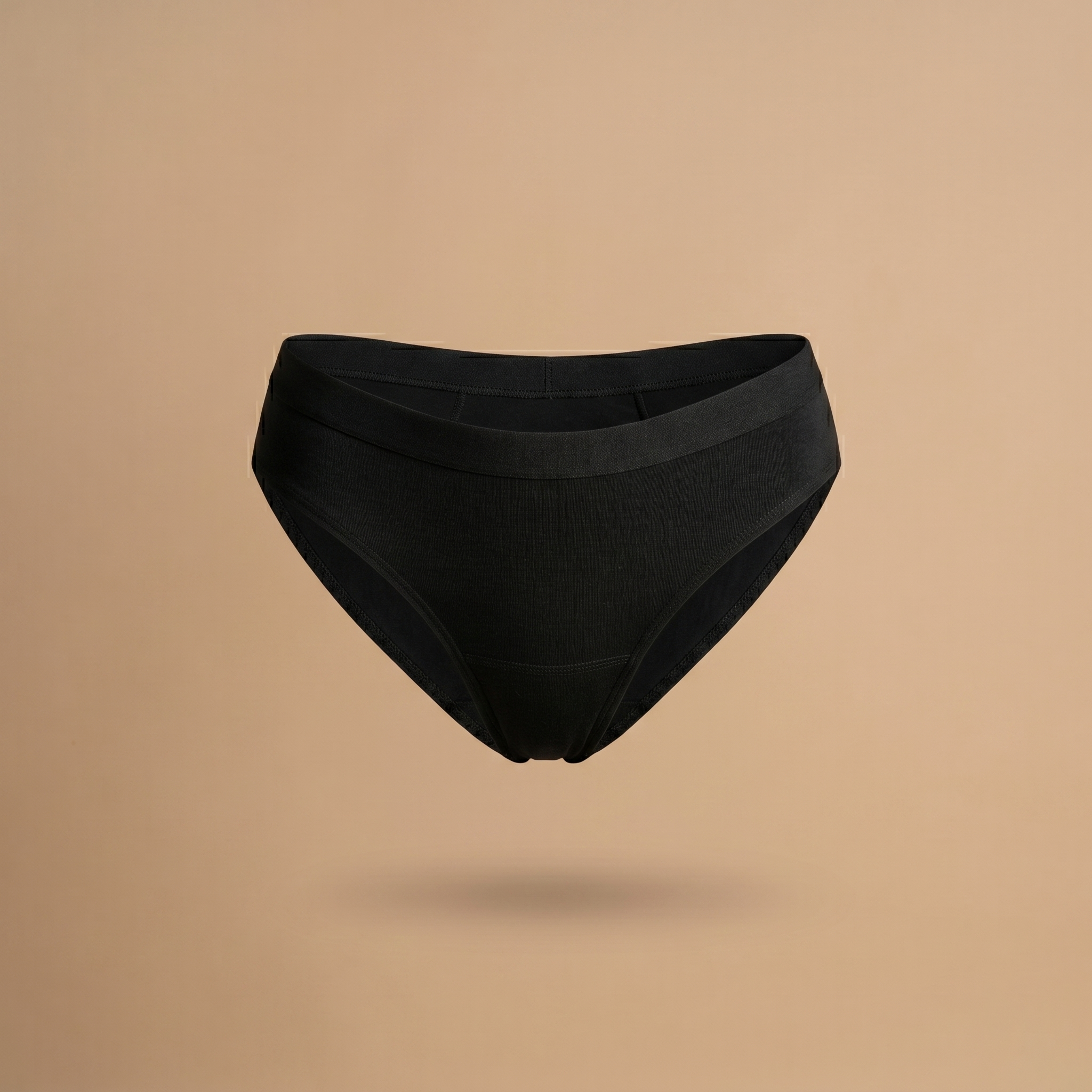 Floena Leakproof Everyday Bamboo Bikini — schwarze Bambus-Periodenunterwäsche für jeden Tag