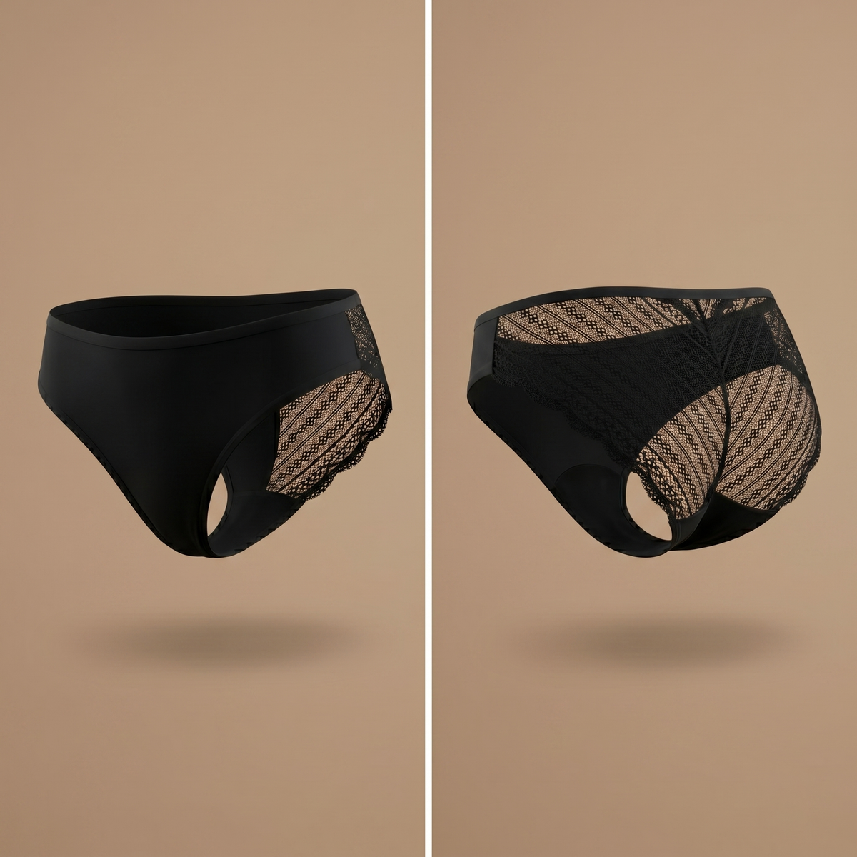 Floena Leakproof Lace Bikini — schwarze Spitzen-Periodenunterwäsche im Bikini-Schnitt