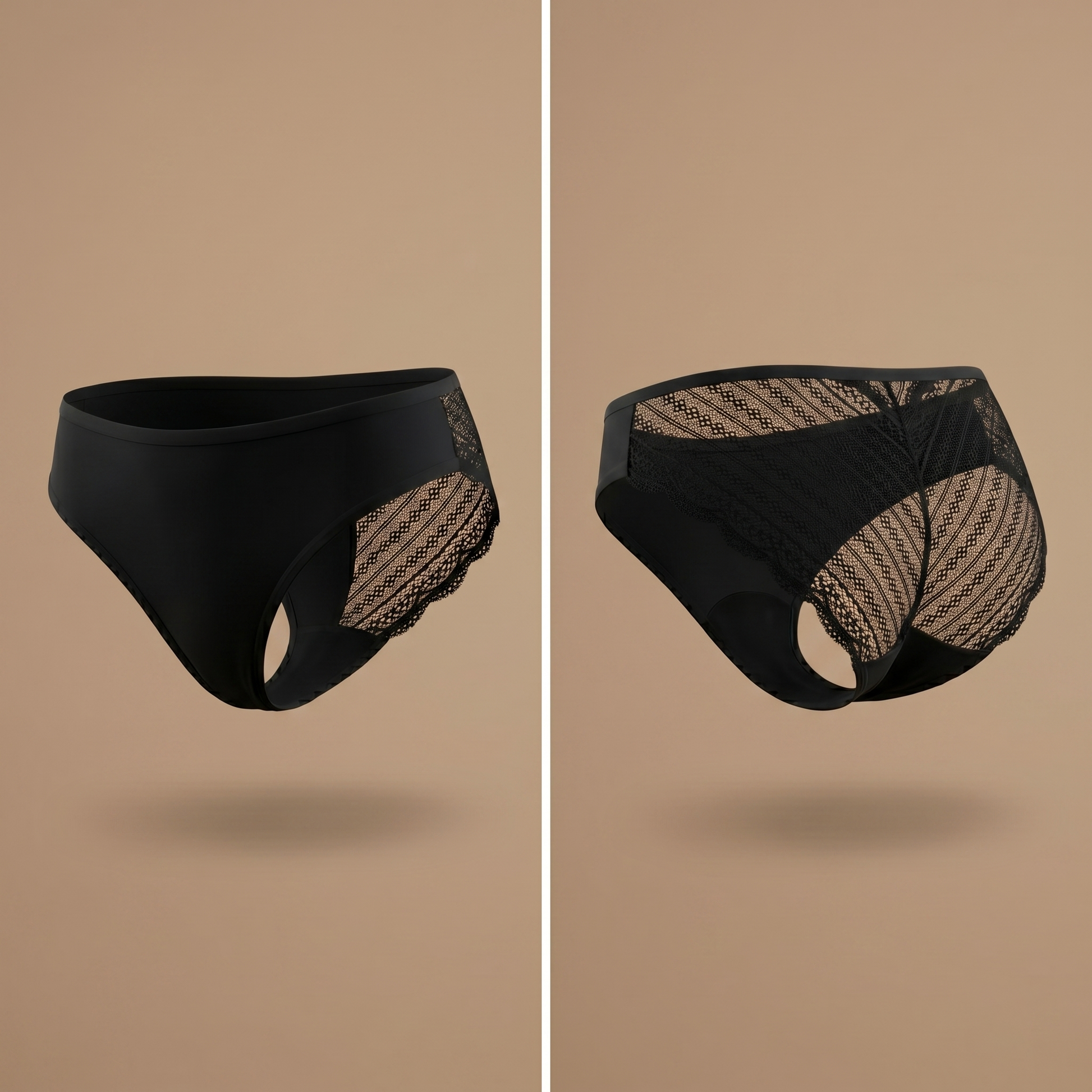 Floena Leakproof Lace Bikini — schwarze Spitzen-Periodenunterwäsche im Bikini-Schnitt
