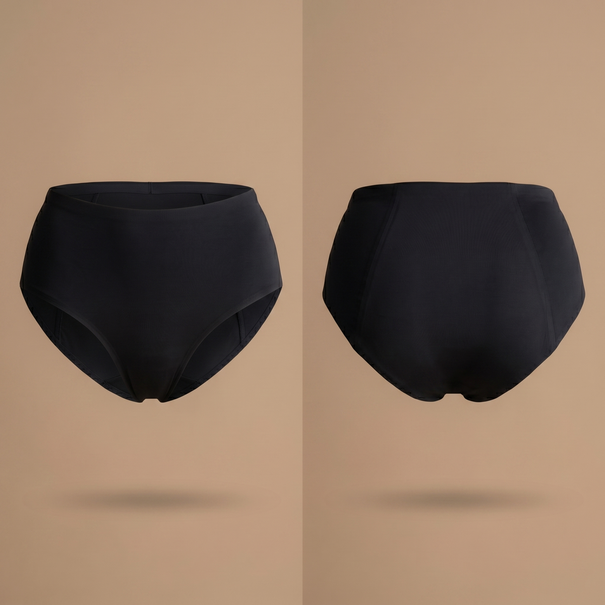 Floena Leakproof Seamless High Waist Brief — schwarze nahtlose hoch geschnittene Periodenunterwäsche