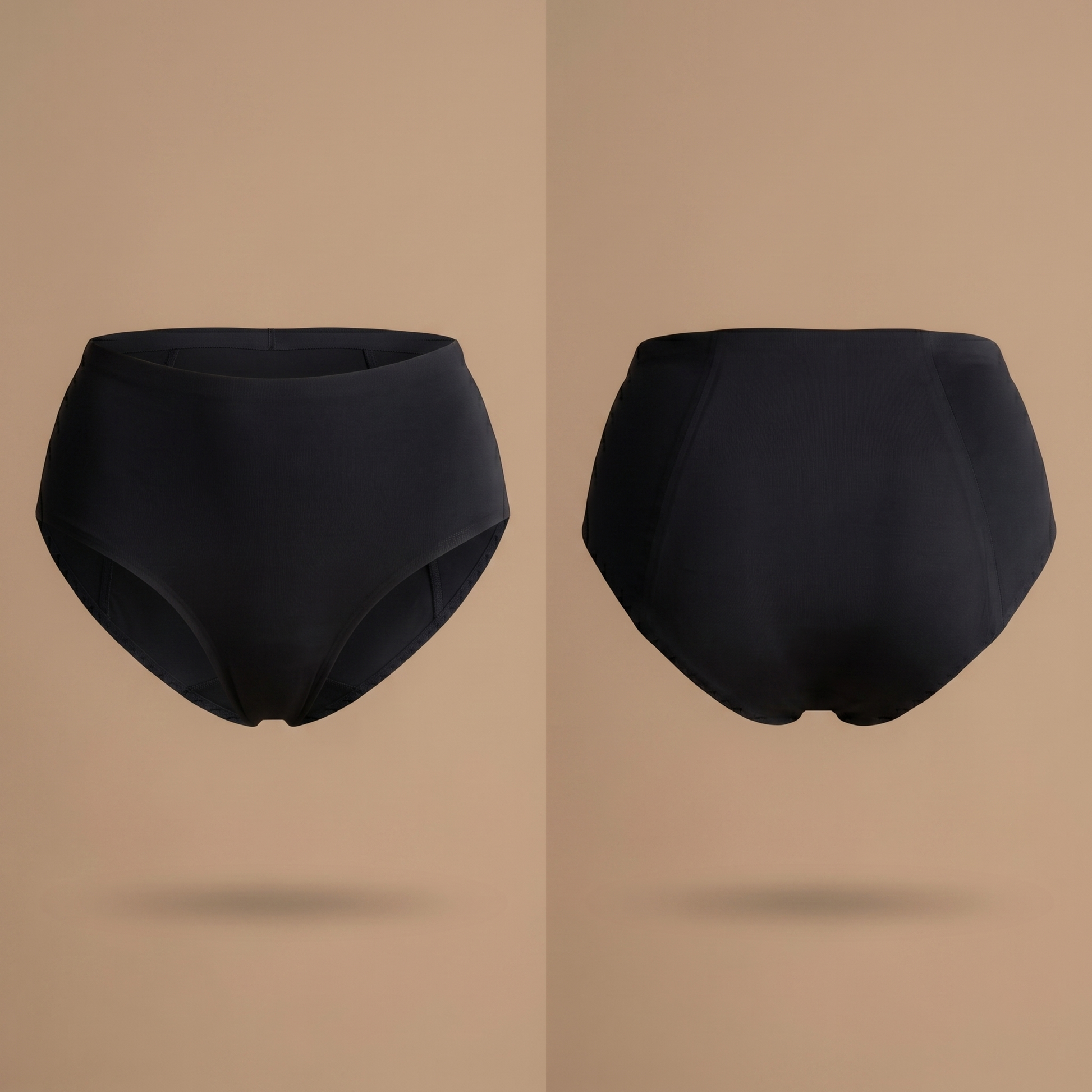 Floena Leakproof Seamless High Waist Brief — schwarze nahtlose hoch geschnittene Periodenunterwäsche
