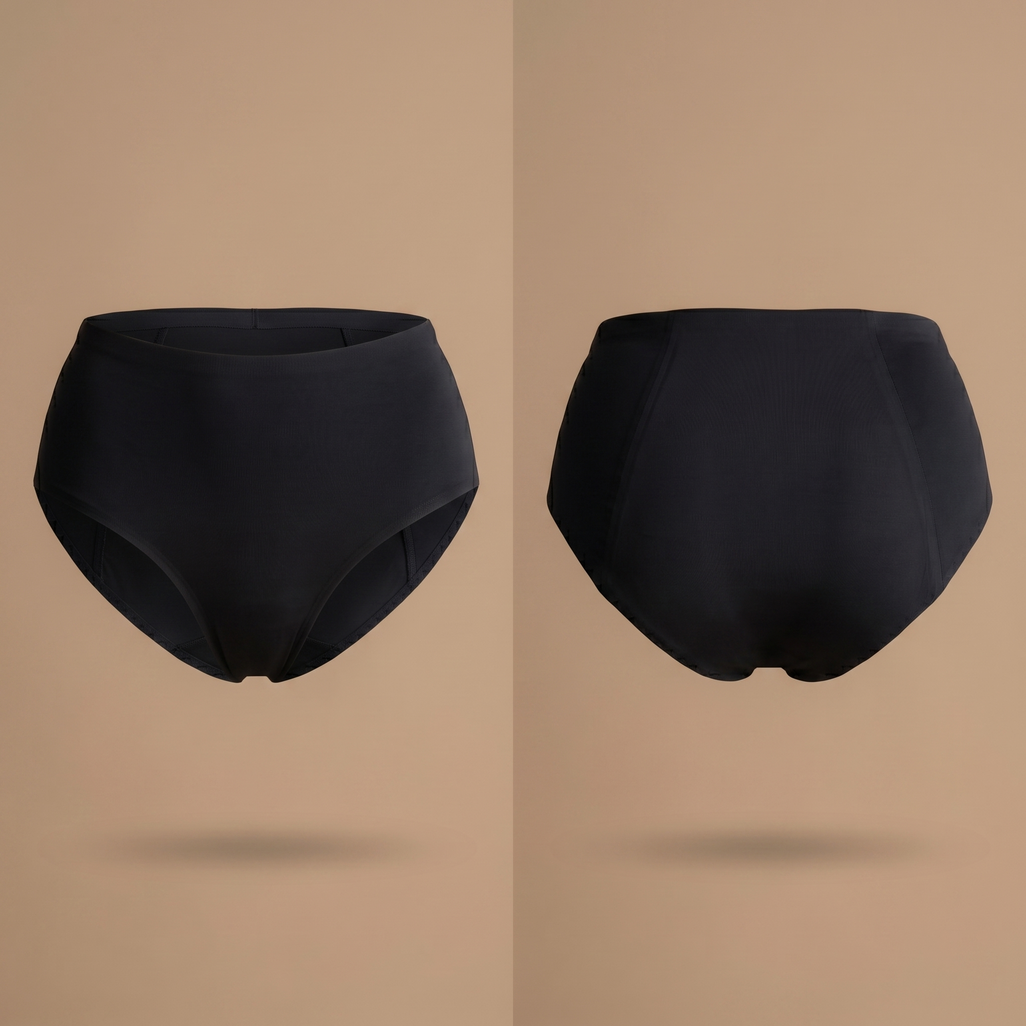 Floena Leakproof Seamless High Waist Brief — schwarze nahtlose hoch geschnittene Periodenunterwäsche